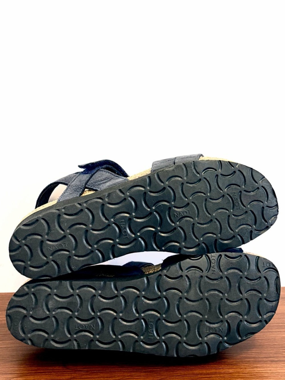 Naot Kayla Strappy Sandals Women 38 US 7 Navy Nubuck Cork Footbed Adjustable - Picture 6 of 7